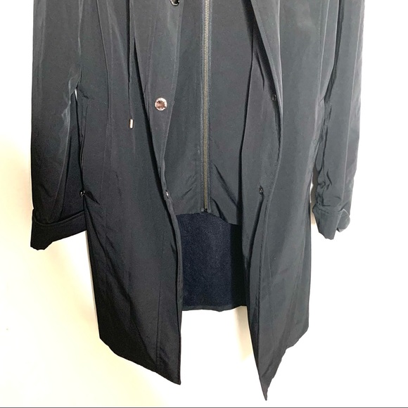 London Fog Women Black Layered Trench Coat with Hood Size Small - Picture 4 of 9